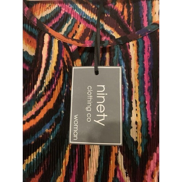 NWT Ninety Clothing Co Pleated women’s blouse XL multi color long sleeve - Picture 5 of 5